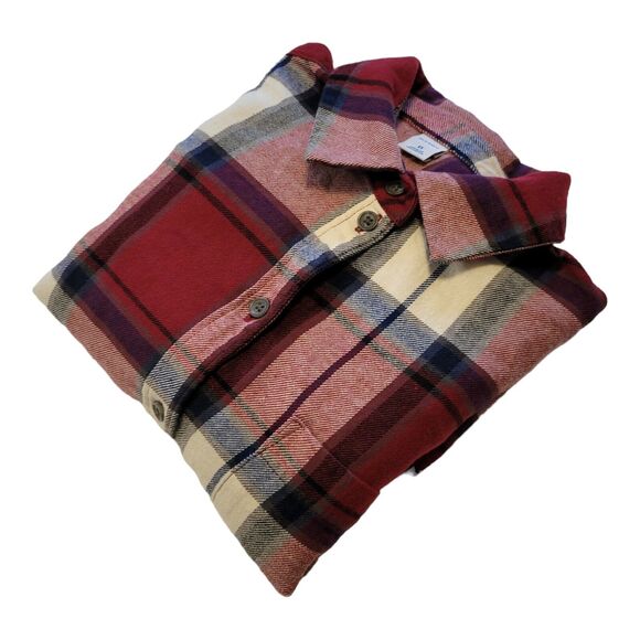 Old Navy Shirt Womens XS Red Plaid Button Up Oversized Long Sleeve Country - Picture 4 of 11